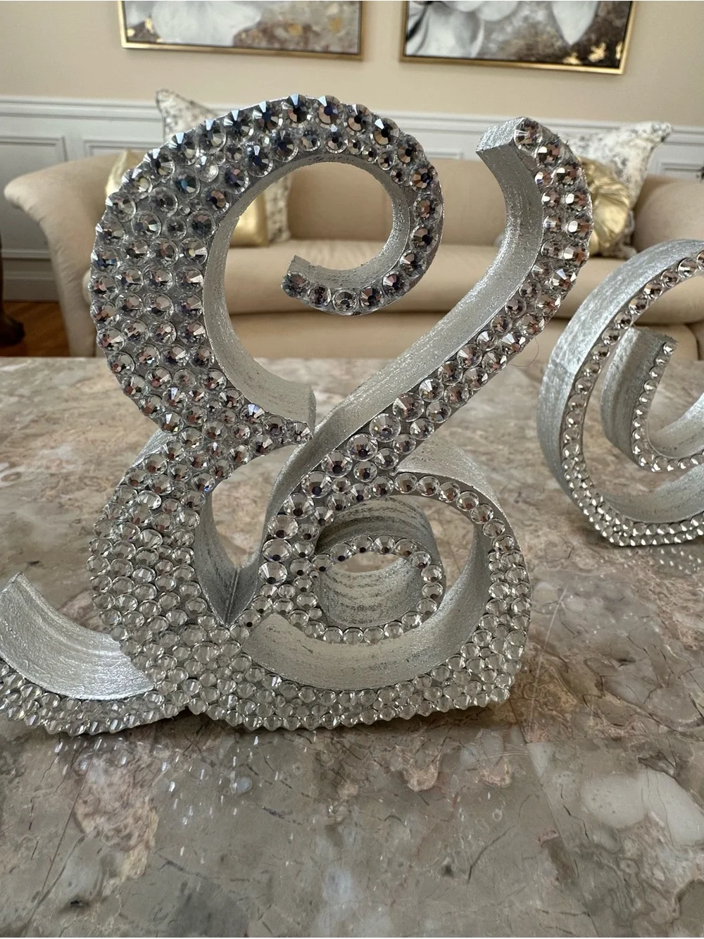 Mr & Mrs Rhinestone Script Wedding Sign - Silver
